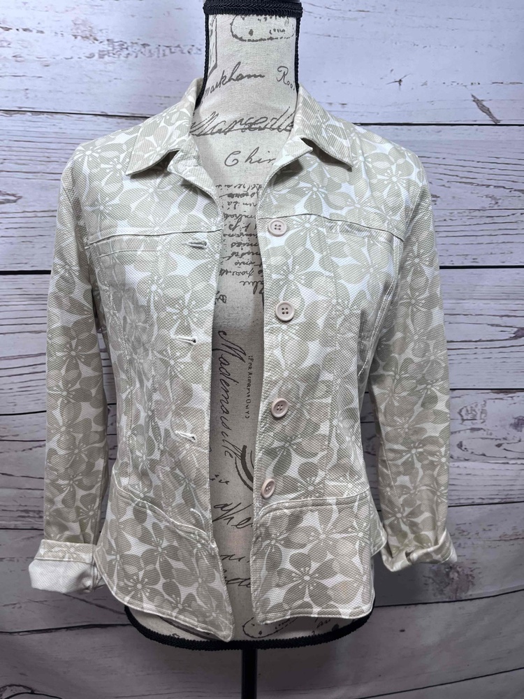 Lemon Grass Studio‎ Tan Green Button Down Jacket Small